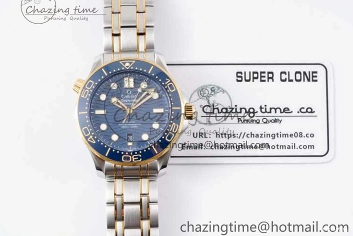 0118 ZeroBulk Seamaster Diver 300M SS YG Blue Ceramic Bezel JVSF 1:1 Best Edition Blue Dial on SS YG Bracelet A 7784